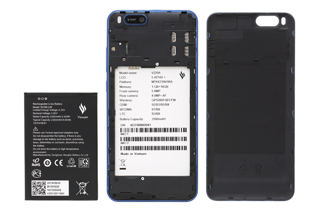 Điện thoại smartphone Vsmart Bee | Thiết kế pin rời